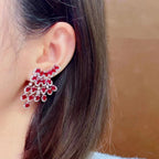 Diamond and Ruby Cuff Convertible Earrings in 18k White Gold