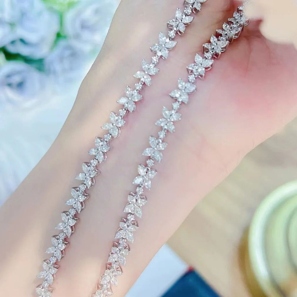 Gargantilla de diamantes de talla marquesa natural de 12 quilates