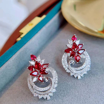 Ruby and Diamond Large Studs Earrings