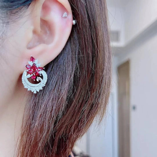 Ruby and Diamond Large Studs Earrings