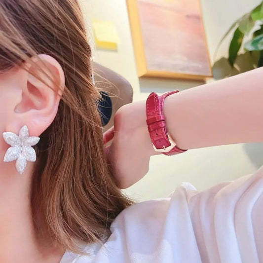 natural diamond flower large stud earrings