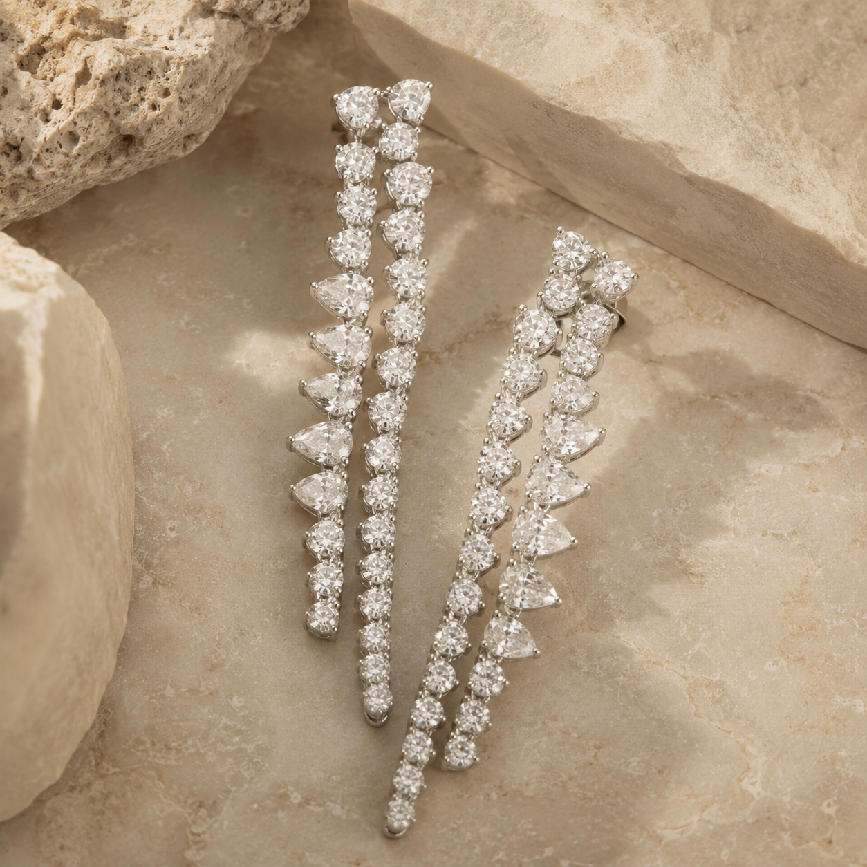 Diamond Dangle Earrings in 18K White Gold