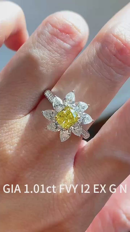 Fancy Vivid Yellow Diamond Ring