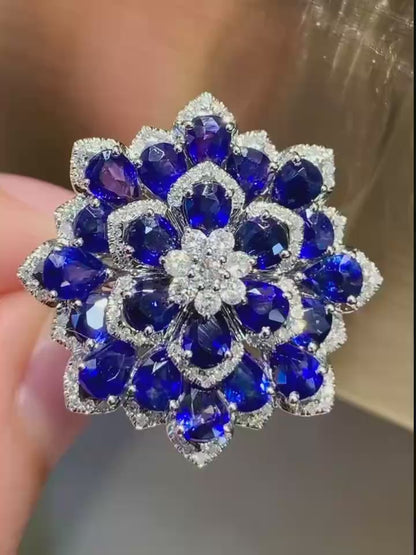 Blue Sapphire Diamond Cocktail Ring