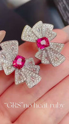 Elegant Ruby and Diamond Drop Stud Earrings in 18K Gold