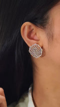 Tennis-Style Diamond Stud Earrings | 18K Gold
